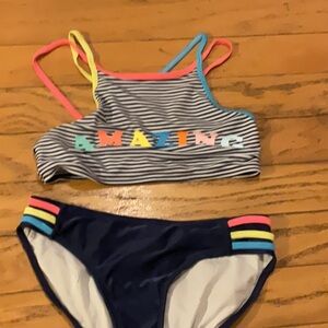 Cat & Jack Striped Bikini with Colorful Accents